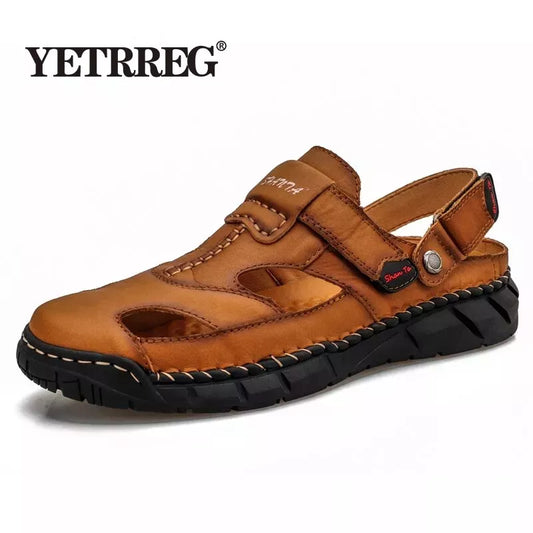 New Summer Genuine Leather Men's Sandals Casual Outdoor Beach Sandals High