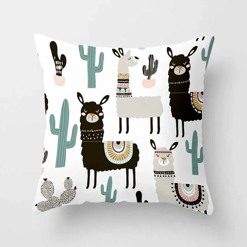 Dinosaur Alpaca Owl Panda Decorative Cushions Pillowcase Polyester Cushion Cover