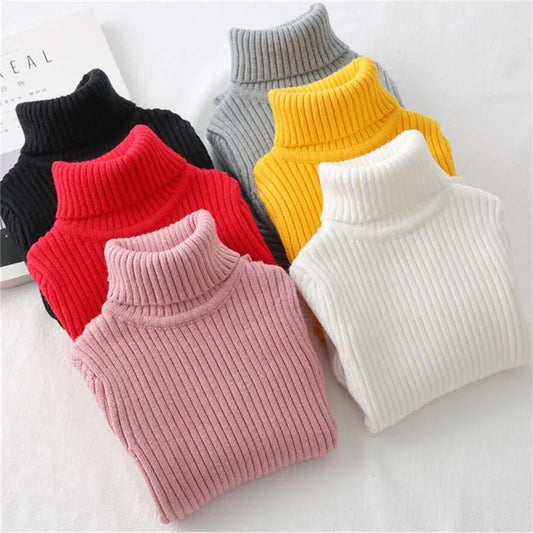 Baby Girls Winter Turtleneck Knitted Sweaters Clothes 2023 Autumn Children
