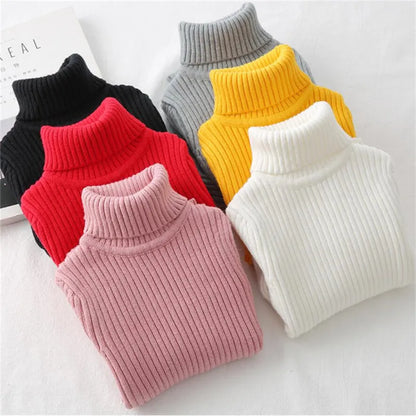 Baby Girls Winter Turtleneck Knitted Sweaters Clothes 2023 Autumn Children