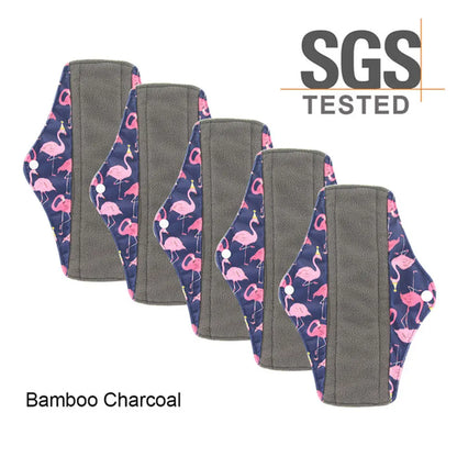 Reusable Women Bamboo Charcoal Cloth Sanitary Pads Washable Pad Leak-Proof