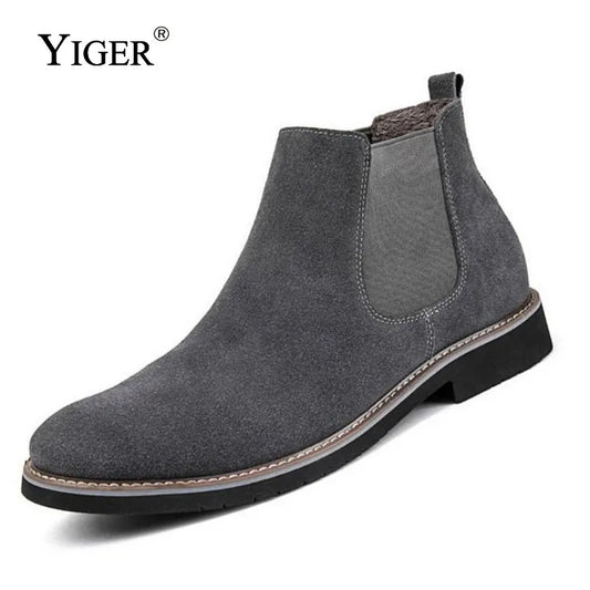 YIGER NEW Men Chelsea Boots Ankle Boots Fashion Men's Male