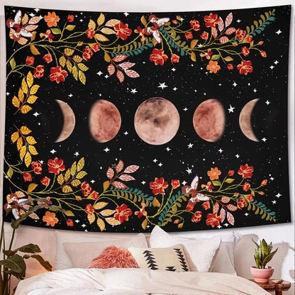 Moon Phase Tapestry Wall Hanging Psychedelic Moon Starry Tapestries Carpets