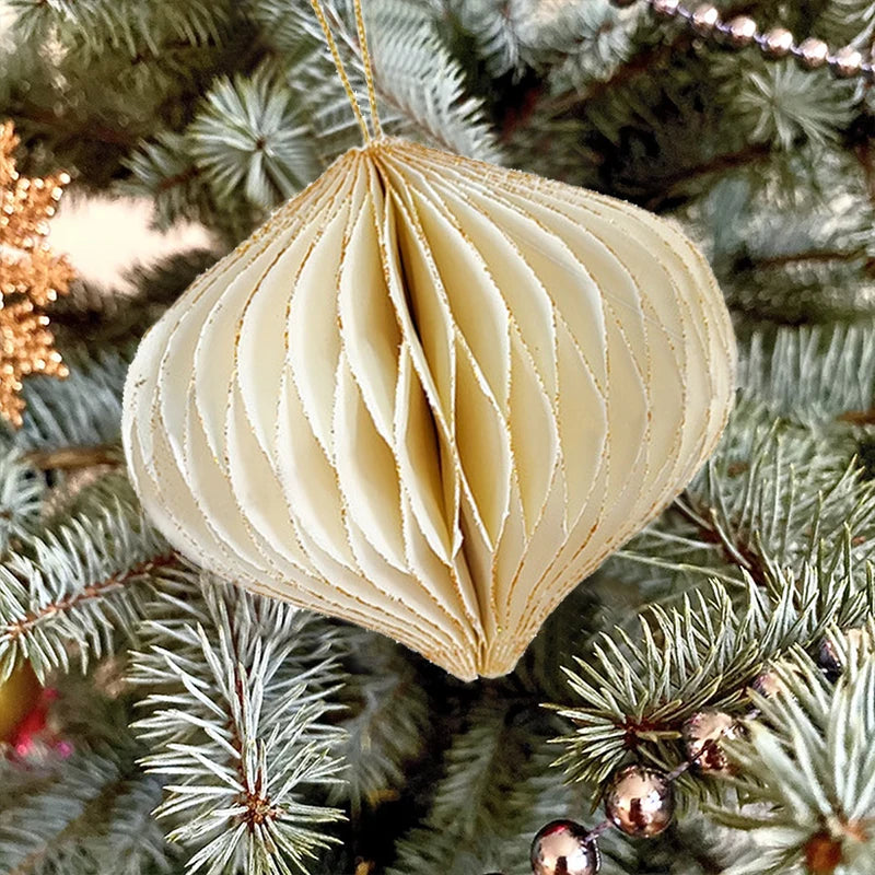 2023 Christmas Honeycomb Ball Ornaments Xmas Tree DIY Hanging Pendants