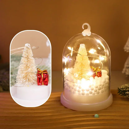 Mini Christmas Decorations Lights Miniature Christmas Tree in Plastic Dome