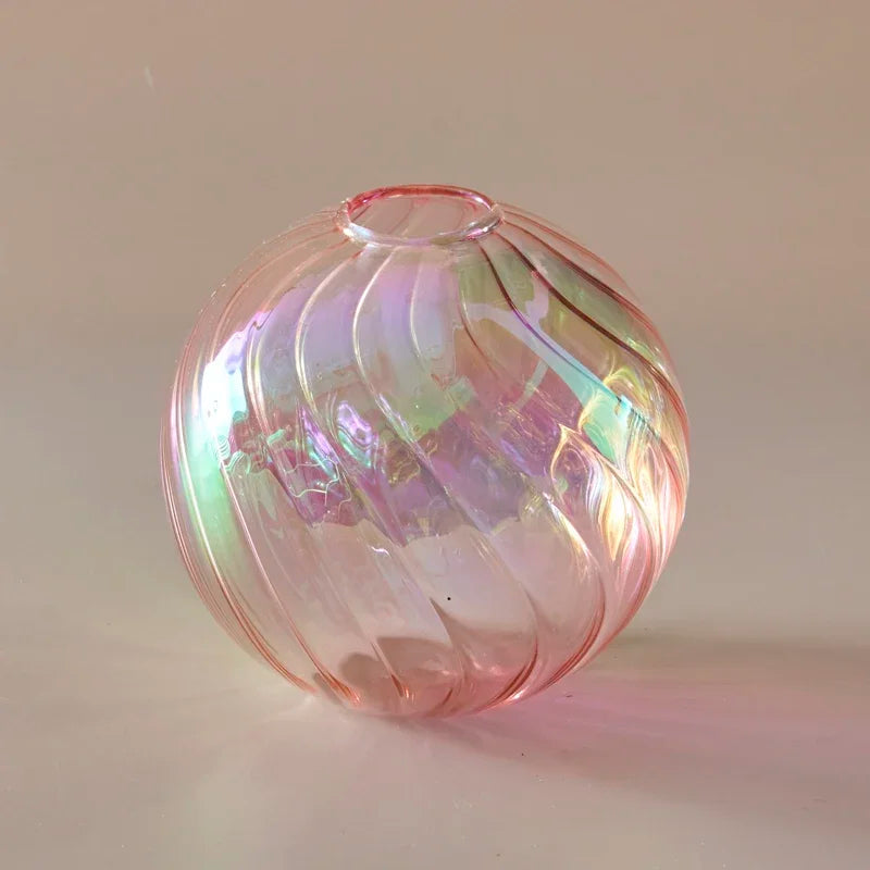 Iridescent Ball Vases Decoration Home Living Room Flower Pot for Interior Glass