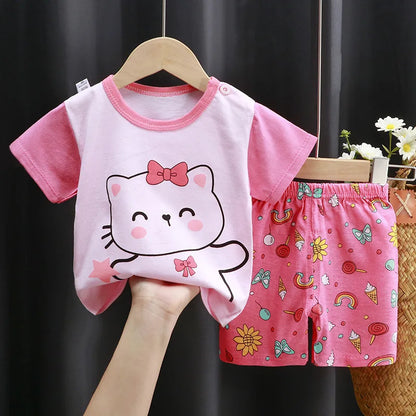 Fashion Baby Girls Clothes Summer Baby Girls Sets Cute Girls T-Shirt + Shorts