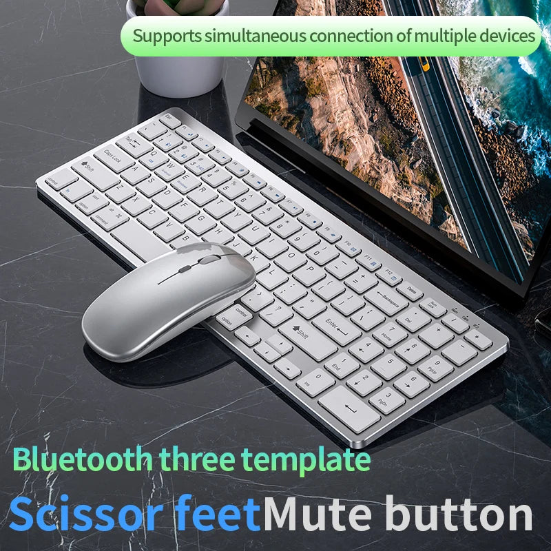 Keyboard and Mouse Set Bluetooth-Compatible Slim Rechargeable USB Keyboard Mouse