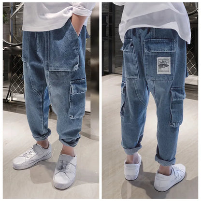 Boys Loose Pants Spring Denim Trousers for Children Korean Toddler Baby Clothes