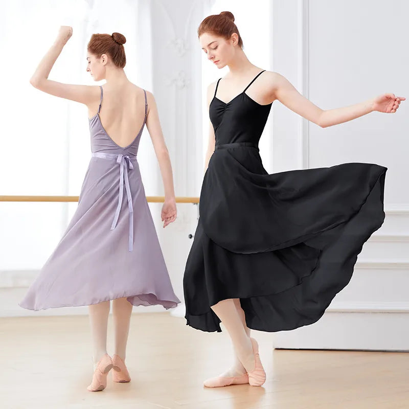 Dance Skirt Women Long Chiffon Ballet Skirts Adult Ballroom Dance Skirt