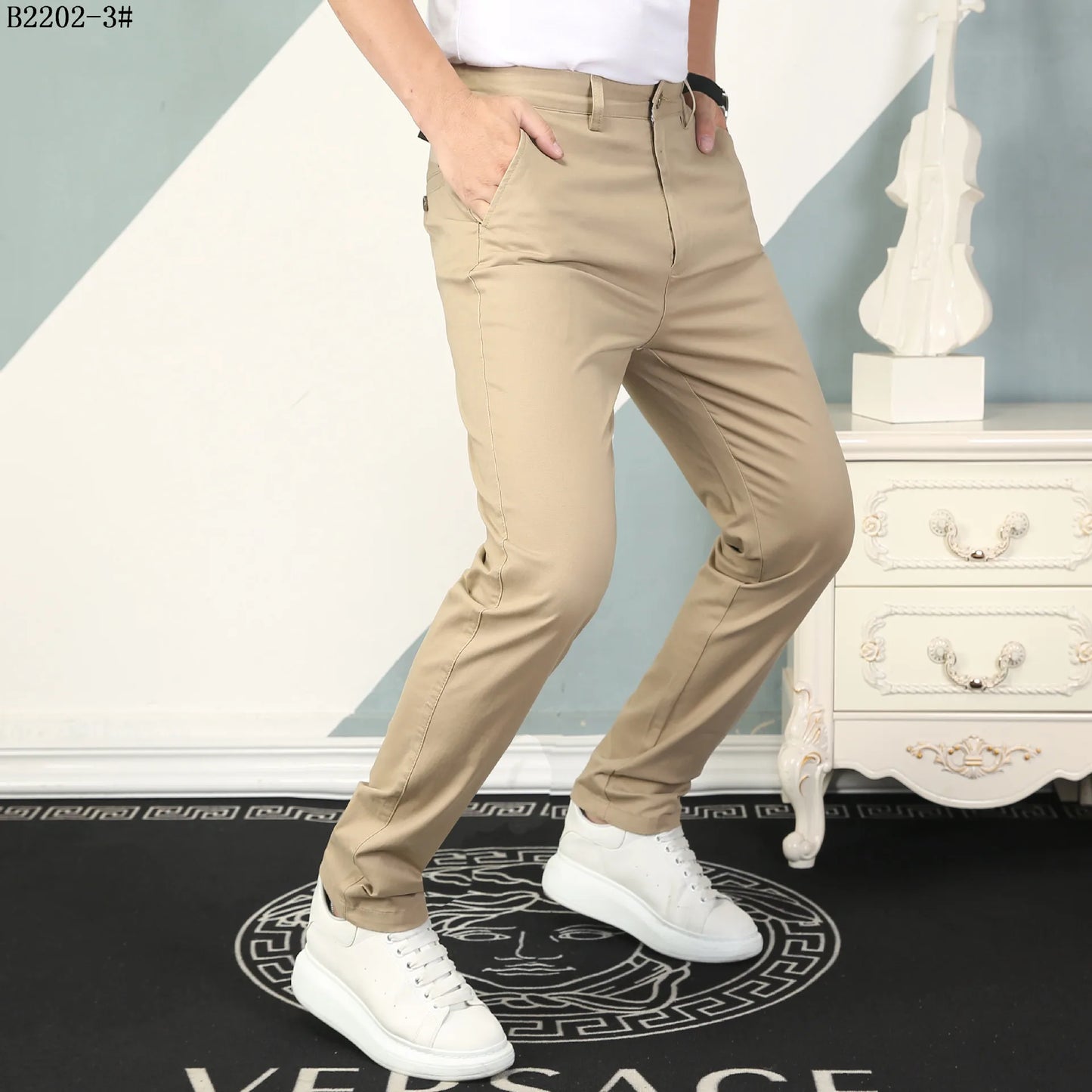 2022 Wholesale Custom Slim Fit Baggy Trousers Men's Pants Men Khaki Chino Pants