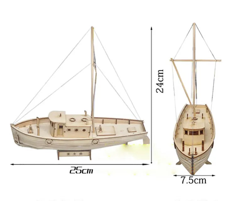 Hot Sale 1/30 Nurkse Assembly Wooden Sailboat DIY Wooden Toy Sailing Model Ship