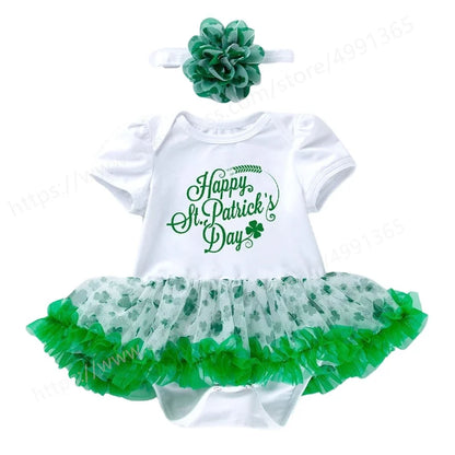 St Patricks Day Toddler Baby Romper Girls Short Sleeved Top Jumpsuit Tutu