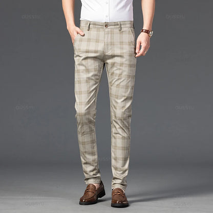 New Men's Trousers Fashion Business Classic Stripe