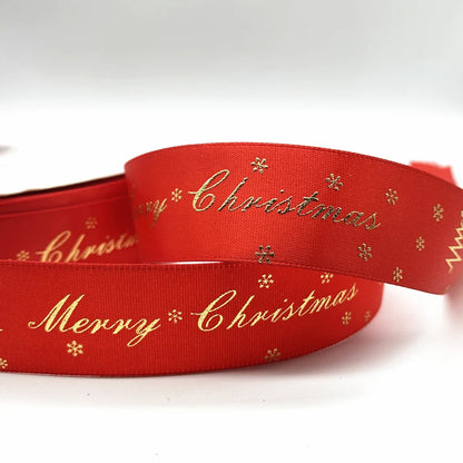 10mm 15mm 25mm Christmas 5yards Ribbon Printed Merry Christmas Ribbon