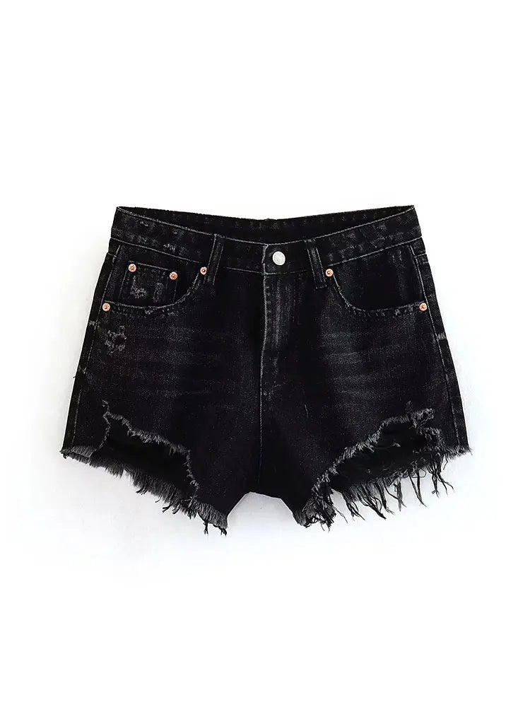 Summer Denim Shorts for Women Black Jeans Shorts Women Distressed Short