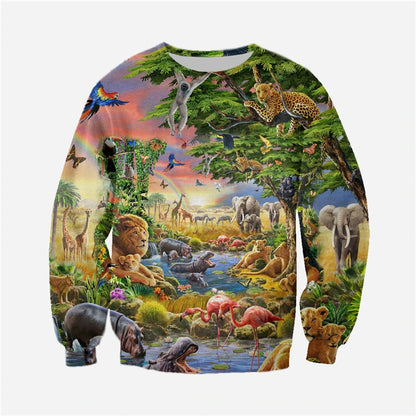 Animal World Lion / Hippo / Elephant 3D Printed Sweatshirt for Men/Women