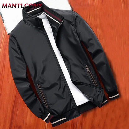 MANTLCONX New Men's Spring Jacket Coats Casual Solid Color Jackets Stand Collar