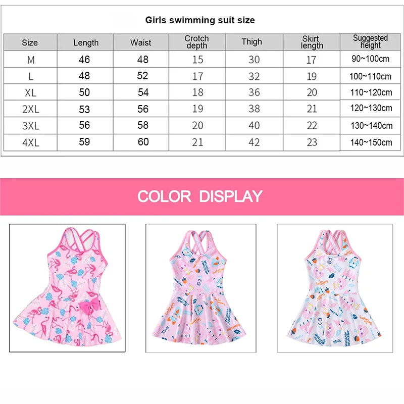 Girls Swimsuit Children Swimwear One-Piece Swimming Skirt Bikini Kids Summer