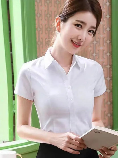 Blusas Mujer De Moda Summer Top Female Women Shirts Women's White Elegant Shirt