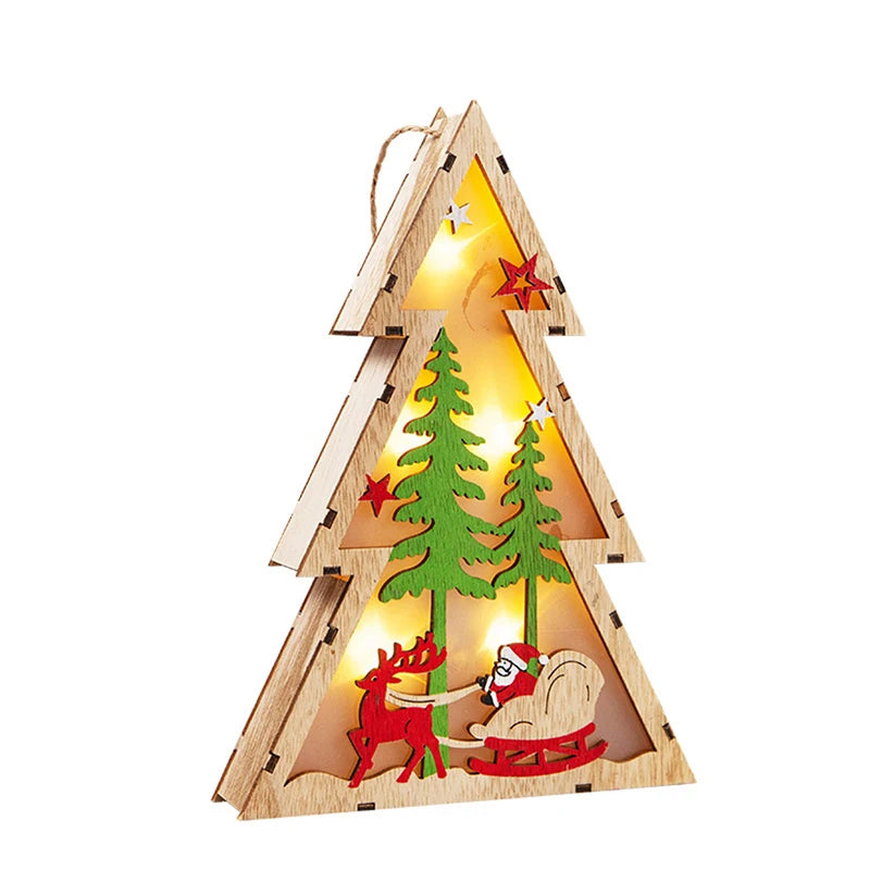 Wooden Luminous Christmas Tree Desktop  Christmas Decorations Ornaments LED