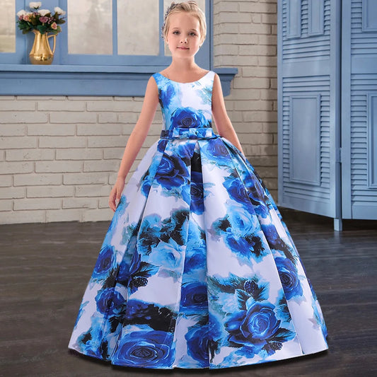 Teenager Girl Maxi Dress Kids Dresses for Girls Children Print Floor Princess