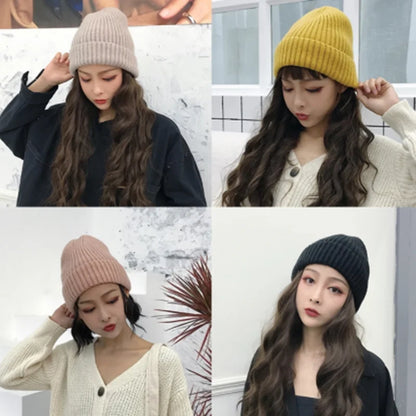 2020 New Womens Beanie Hat Warm Autumn Women Wool Knit Beanie Hat Cuff Beanie