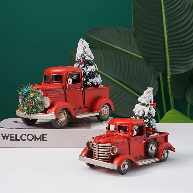 Miniature Model of Metal Truck With Christmas Tree Christmas Gift Christmas