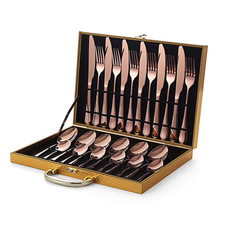 24 Piece Flatware Set Gift , Colorful Romantic Stainless Steel Cutlery Set