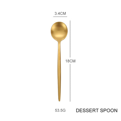 Stainless Steel 304 Matte Gold Flatware Hotel Luxury Dinnerware Spoon and Fork