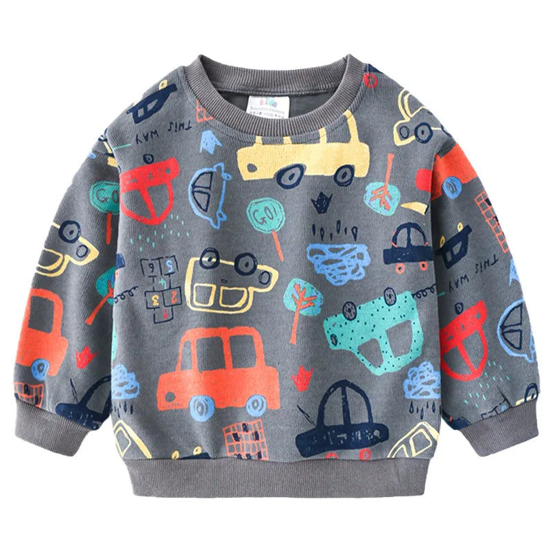 Baby Car Sweatershirt 2024 Spring Kid's Clothes Toddler Fashion Print