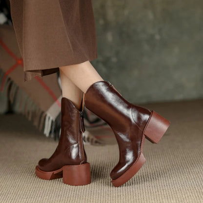 New Autumn Shoes Women Split Leather Platform Shoe HOT SALES Women Boots Round