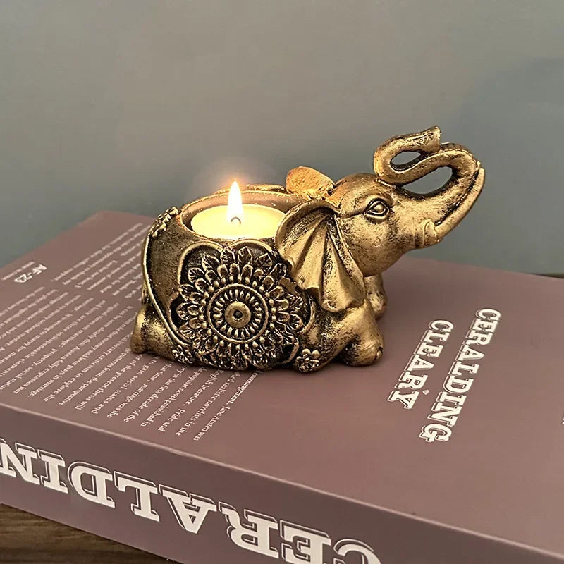 Animal Candle Holders Elephant Trunks Up Sculpture Tealight Candle Holder