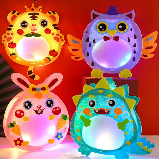 Cute DIY Cartoon Animals Lantern Children Felt Handcrafts New Year Mid-Autumn