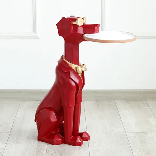 Cute Dog Sculpture  With Tray Holder Home Decor Sculpture Modern Art  Dog Statue