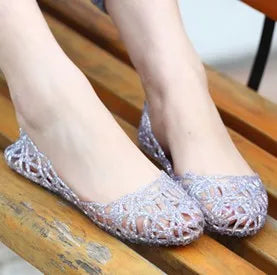 Summer Women Sandals Breathable Shoes Crystal Jelly Nest Crystal Flat Sandal