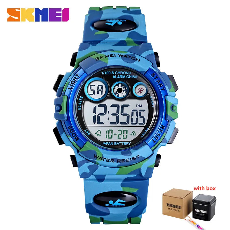 SKMEI Children LED Electronic Digital Watch Stop Watch Clock 2 Time Kids