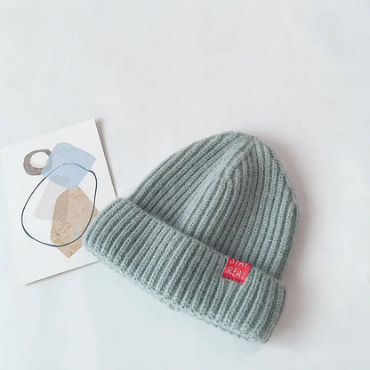 Autumn Winter Solid Color Baby Knitted Hats Kids Girls Boys Beanies Caps