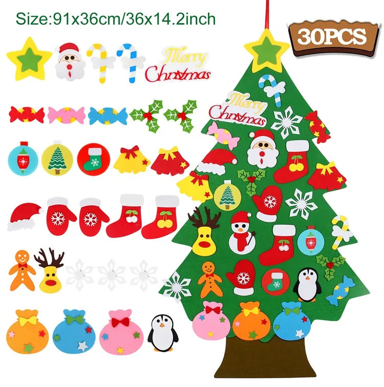 QIFU 3D DIY Felt Christmas Tree Christmas Decorations for Home Christmas