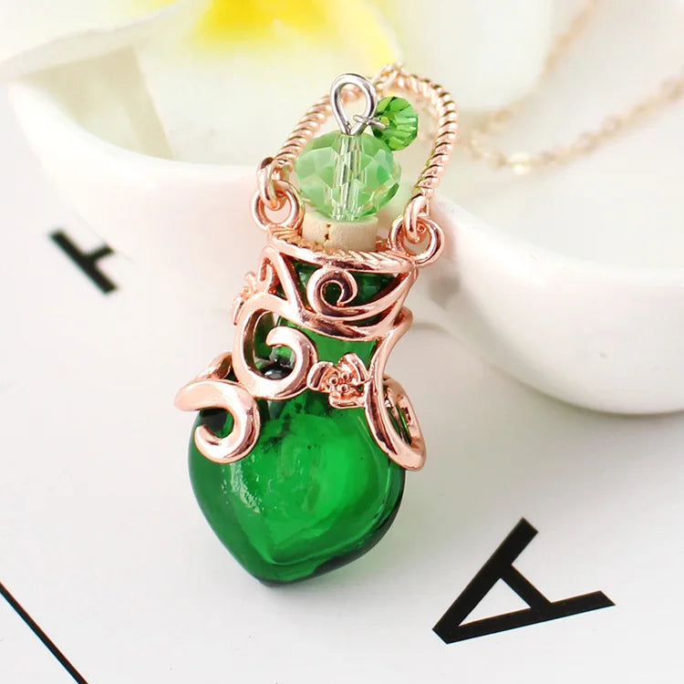 1PC Murano Glass Perfume Necklace Small Heart Essential Oil Bottle Pendants