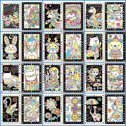 10/15pcs Colorful Dot Primary Mosaic Puzzle Stickers Games DIY Cartoon Animal