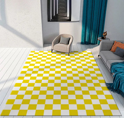 Color Checkerboard Plaid Carpet Moroccan Living Room Bedroom Rug Anti-Skid