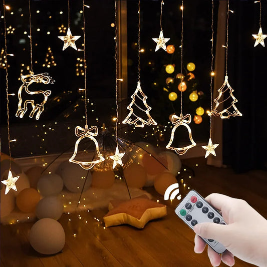 LED Star Lamp Curtain Garland Fairy String Lights Christmas Decoration Outdoor