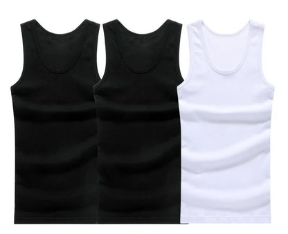 3Pcs/Lot Otton Mens Sleeveless Top Muscle Vest Cotton Undershirts O-Neck