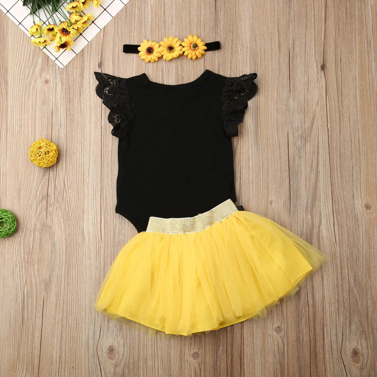 3Pcs Baby Girl Clothes Newborn Lace Ruffle Sleeveless Romper Tops Girls Mini