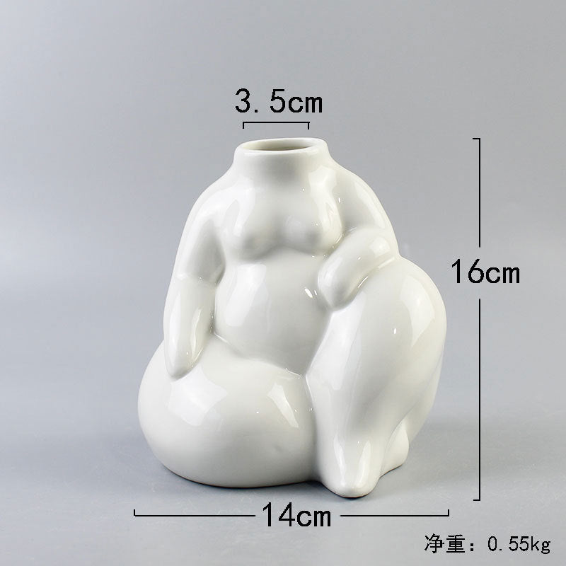 Hot Sale Modern Nordic White Ceramic Body Vases for Home Decor Art Sculptures