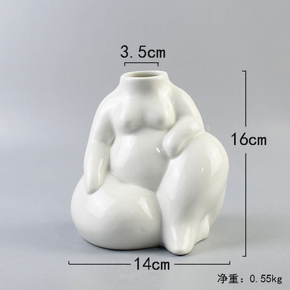 Hot Sale Modern Nordic White Ceramic Body Vases for Home Decor Art Sculptures