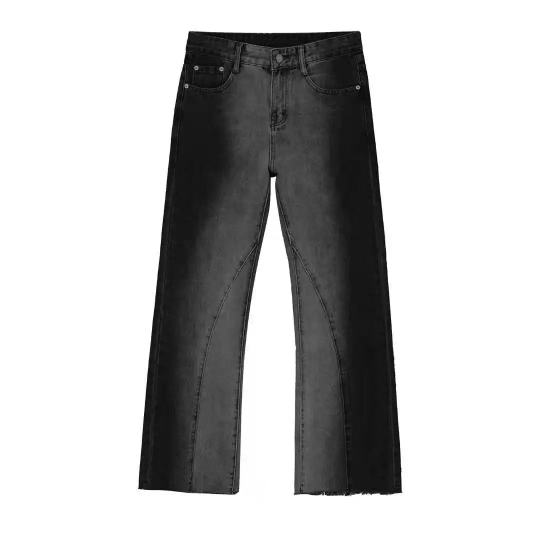 2022FW Stacked Jeans Men Straight Custom Jeans Dark Blue Streetstyle