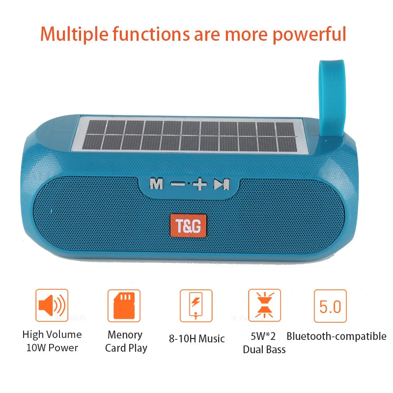 Mini Blue Wireless Speakers Music Sound Player Bluetooth Speaker Solar