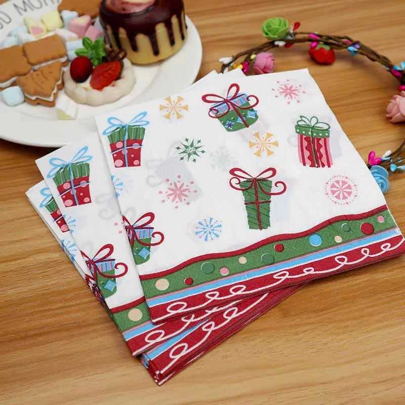 20pcs Christmas Napkins Merry Christmas Decoration Paper Napkins for New Year